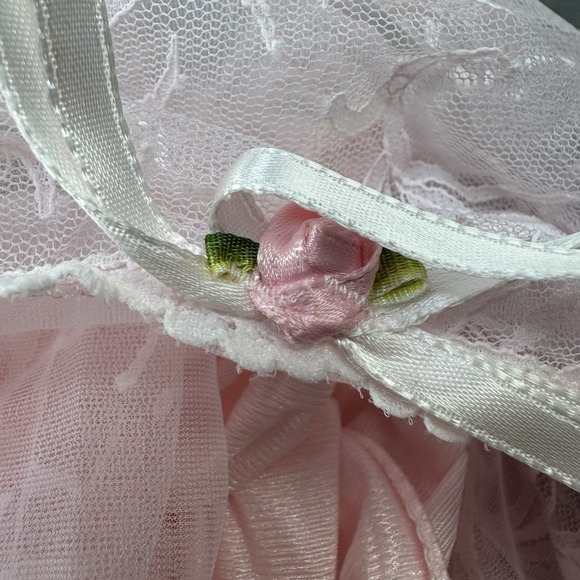 Vintage Tosca Long 2 Pc Nightgown Peignoir Robe Set Small Nylon Pink Lace - Picture 6 of 13